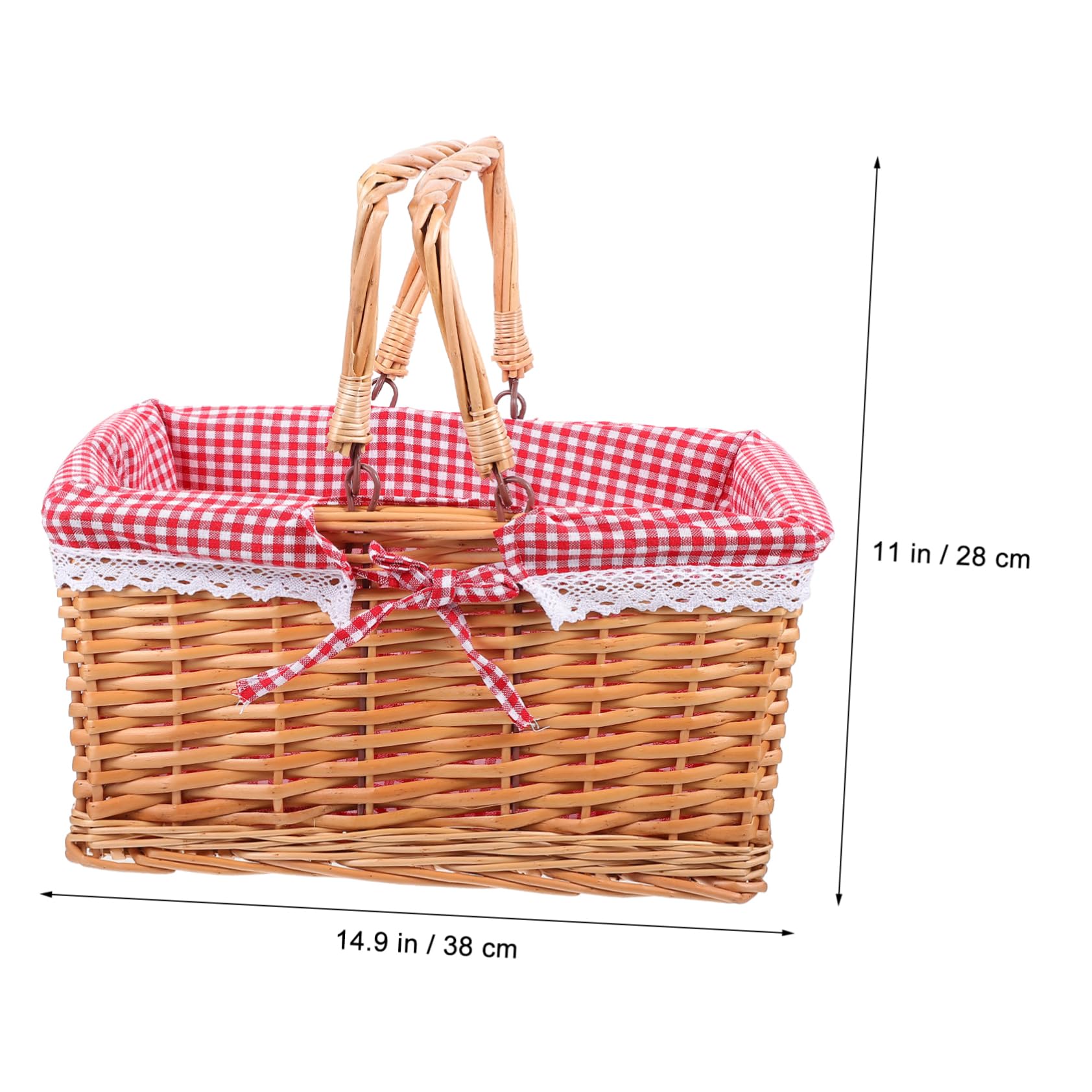 PRETYZOOM Cestino Intrecciato Mano di Vimini Cestino di Salice per Contenitore Portaoggetti con Fodera in Stile Country per Picnic Campeggio e Raccolta Frutta Verdura