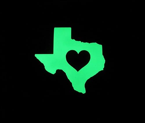 I LOVE TEXAS HEART ~ Glow In The Dark Vinyl Waterproof Decal Sticker ~ SELECT A SIZE! ~ for Car Truck SUV Vehicle Dorm Bedroom Laptop Case Cover