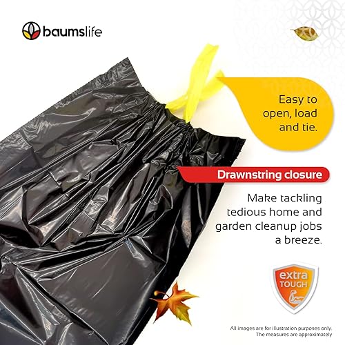 Miniatura 7 de Bolsas de basura resistentes de 39 galones, bolsas de basura grandes y fuertes con cierre de cordón, bolsas altas para cocina, patio, césped y hojas