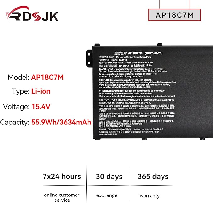 Batería para laptop AP18C7M 55.9Wh miniatura 2