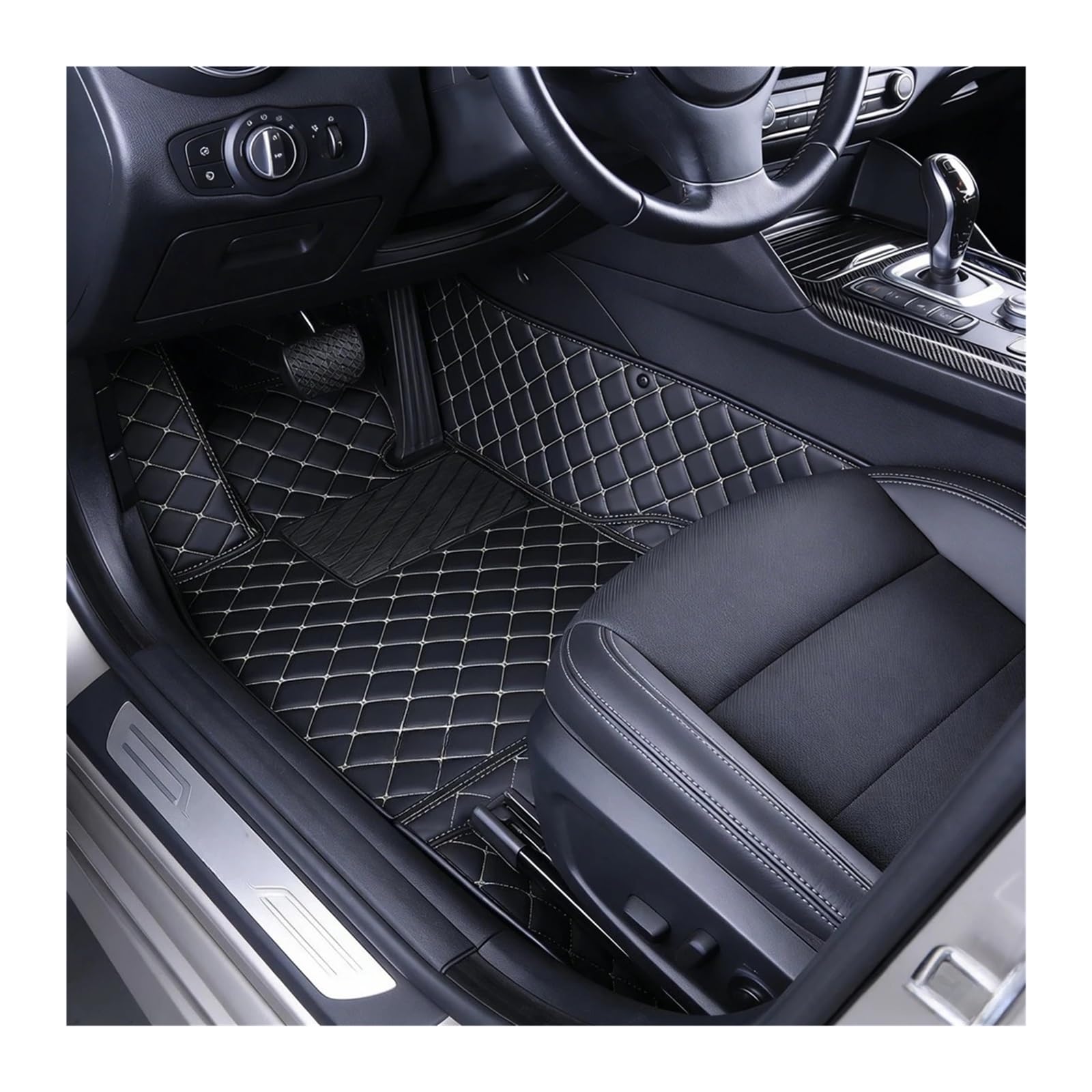 Fußmatten Für Skoda Für Octavia Mk1 1U 1996-2004 5Sitz Custom Car Fußmatten Leder Wasserdicht Anti Slip Innen Fuß Liner teppichAuto(Black red 2)