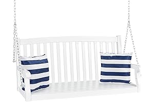 Best Choice Products 48in Wood Porch Swing with Curved Back Design