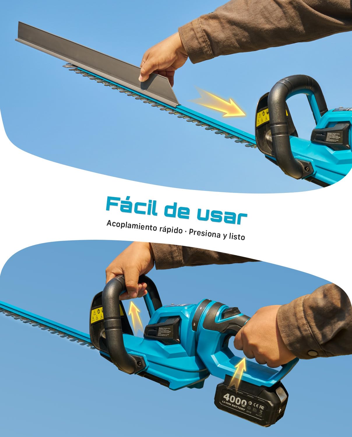 SEESII Cortasetos Batería 56 cm, Cortasetos Eléctrico 20V con 2 Baterías 4000mAh y Cargador, Espacio Entre Cuchillas 18 mm, Recogedor de Residuos, Cortasetos Inalámbrico para Jardín y Arbustos