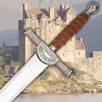 Scottish MacLeod Broadsword | Intricate Detailed Cross Guard | Leather & Wire Wrapped Hilt | Historic Collectible Early Pattern Scottish Claymore