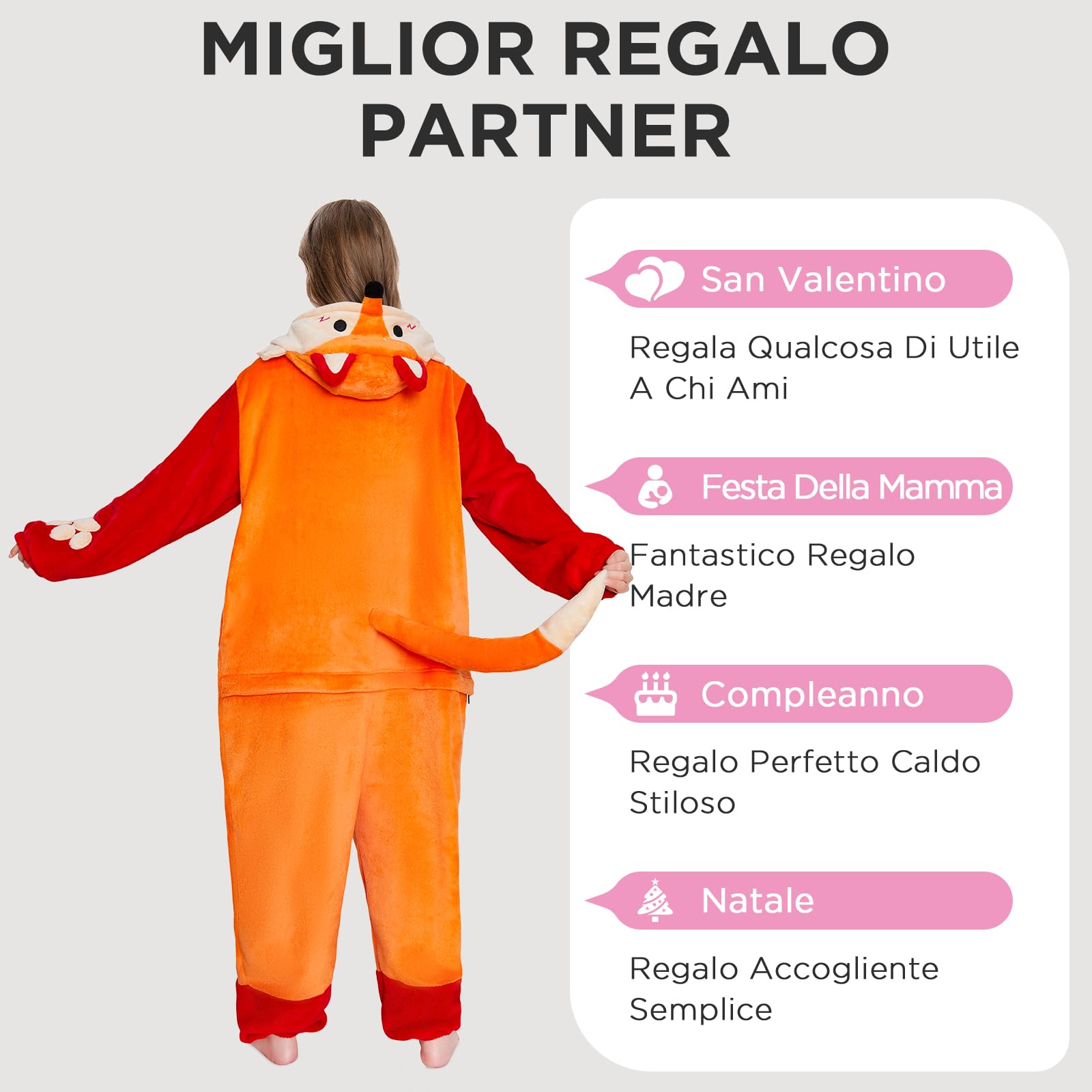 OLAOLA Pigiama Animale per Adulti, Costume da Pile, Onesie Unisex per Cosplay di Halloween, Pigiama Intero per Donna e Uomo