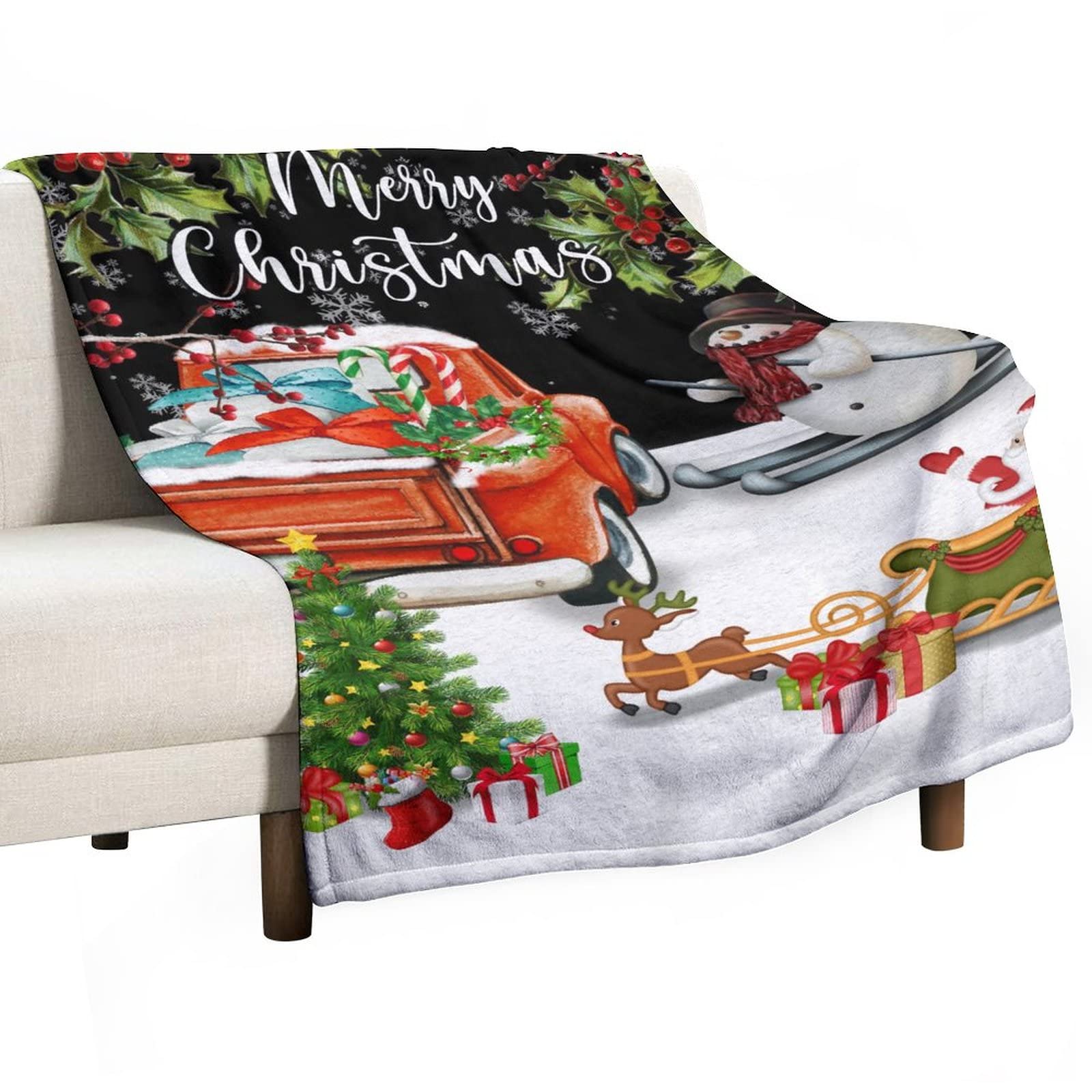 Couverture Merry Christmas plaid noël contre le froid lit canapé voyage 150cm