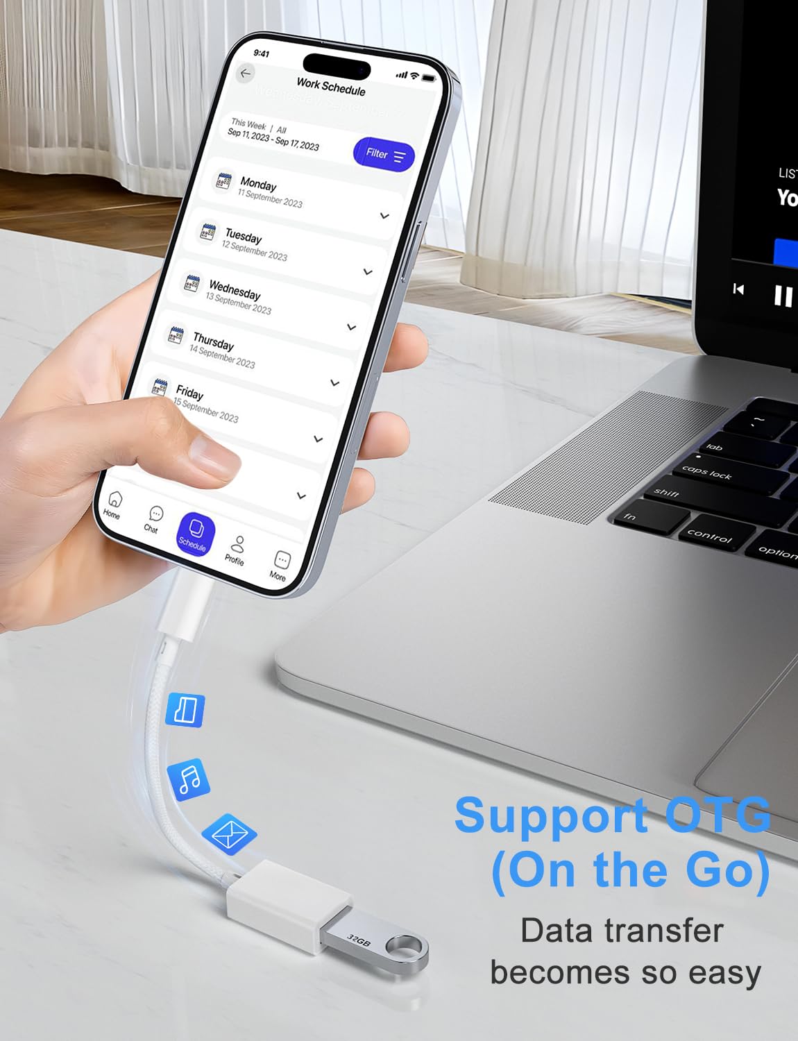 Adattatore USB C a USB 3.0 Convertitore Cavo USB OTG, 5Gbps ad Alta Velocità, per Portatile Tablet Cellulare, Compatibile con MacBook iPhone 17/16/15 iPad Samsung Galaxy S25 S24 S23 A56 A16, Bianco