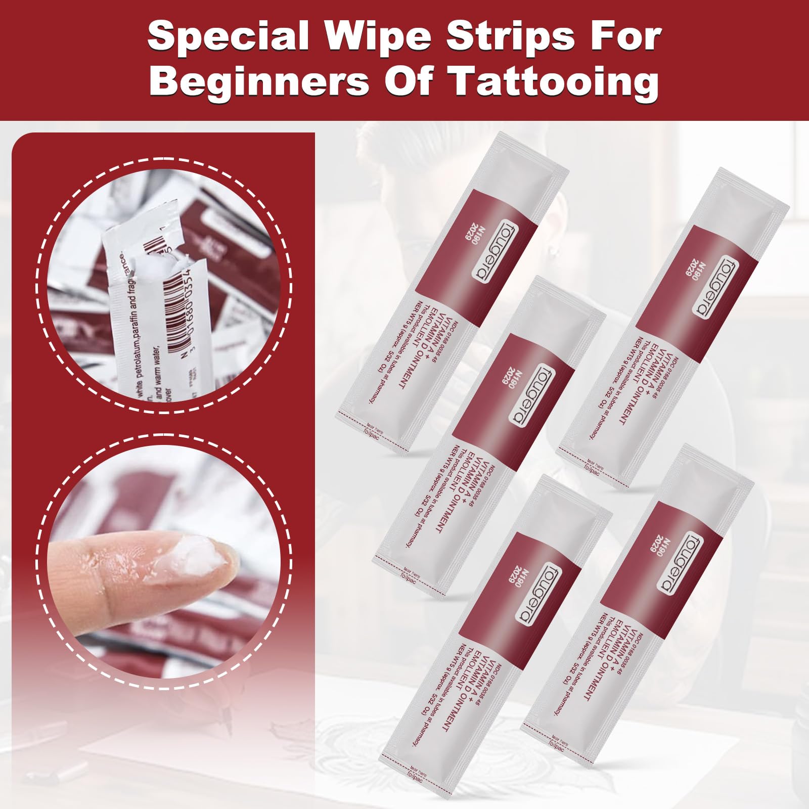 Crema de tatuajes, 50 pcs Crema Cura Tatuaggio, crema de cuidado posterior a tatuajes anti cicatrices para maquillaje, artículos de tatuaje artístico Pomada Reparadora Tatuajes