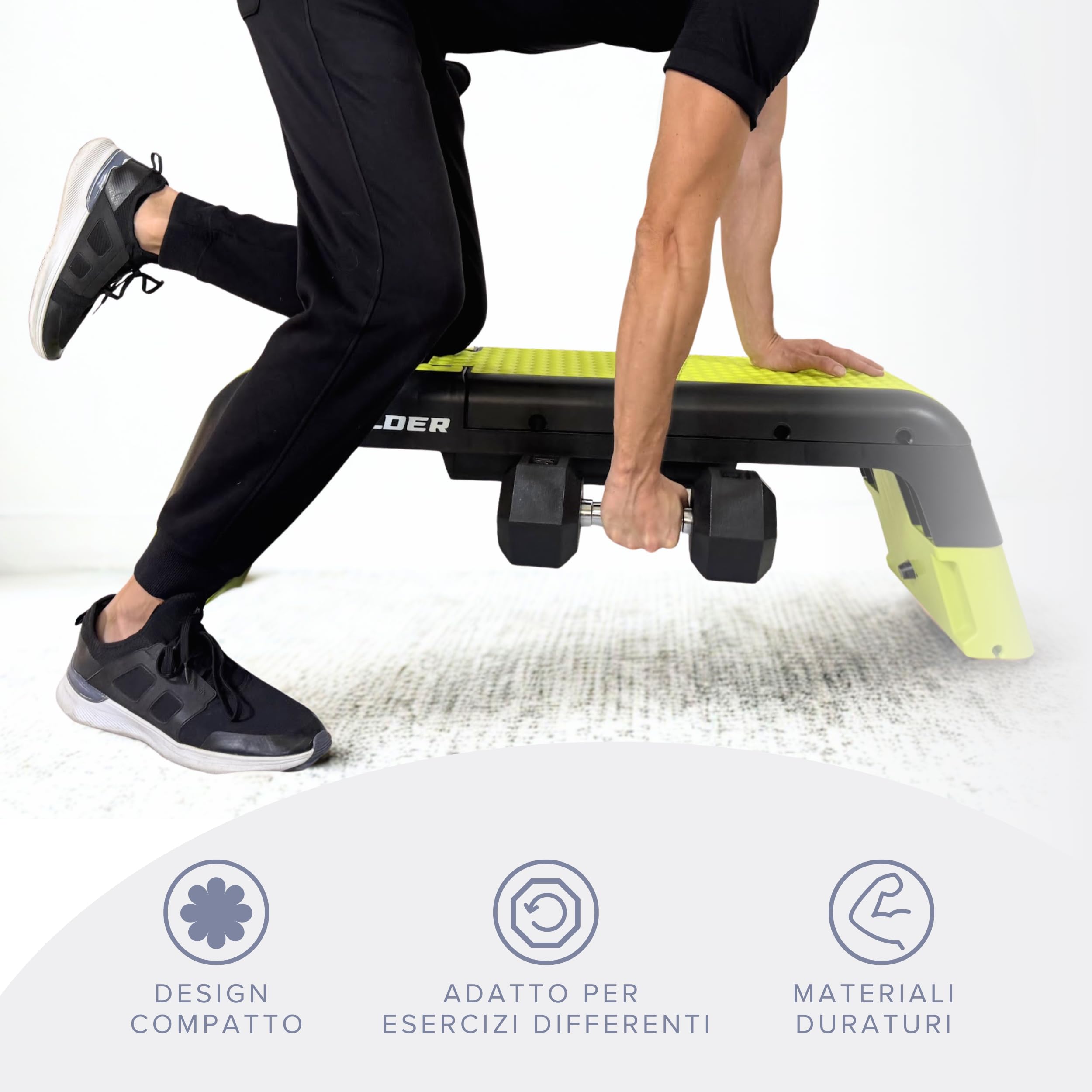 BILDER - Step per Allenamento Aerobico e di Equilibro, Stepper Fitness Casa e Palestra Antiscivolo, Altezza Regolabile - Migliora Forza e Coordinazione, Capacità di Carico