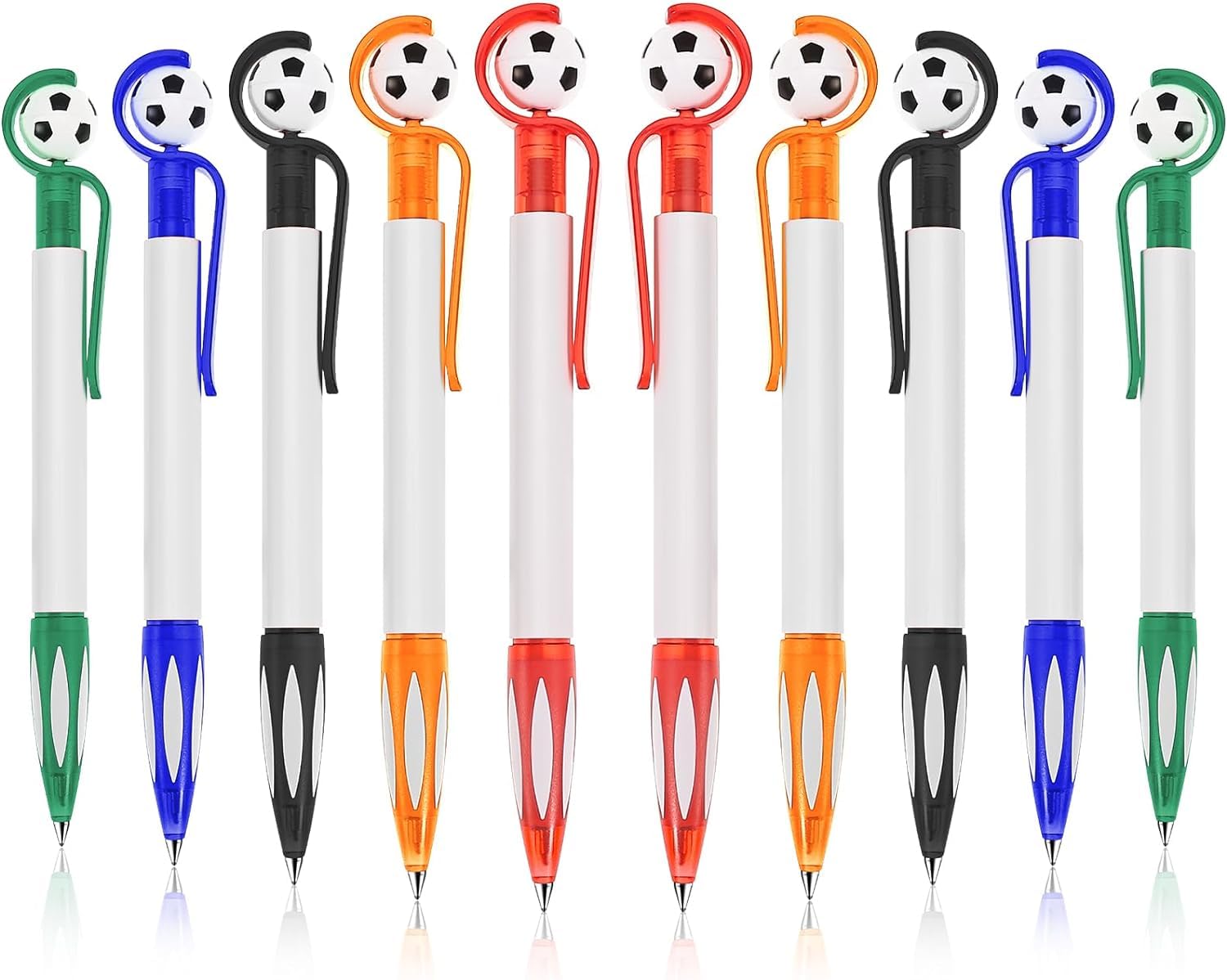 Lonimia 20PCS Soccer Shape Ballpoint Pens,5 Colors Retractable Multicolor Ballpoint Pens with Black Ink 1.0 mm Football Soft Grip Pen Sports Writing Pen for School Office Supplies Kids Students Gift