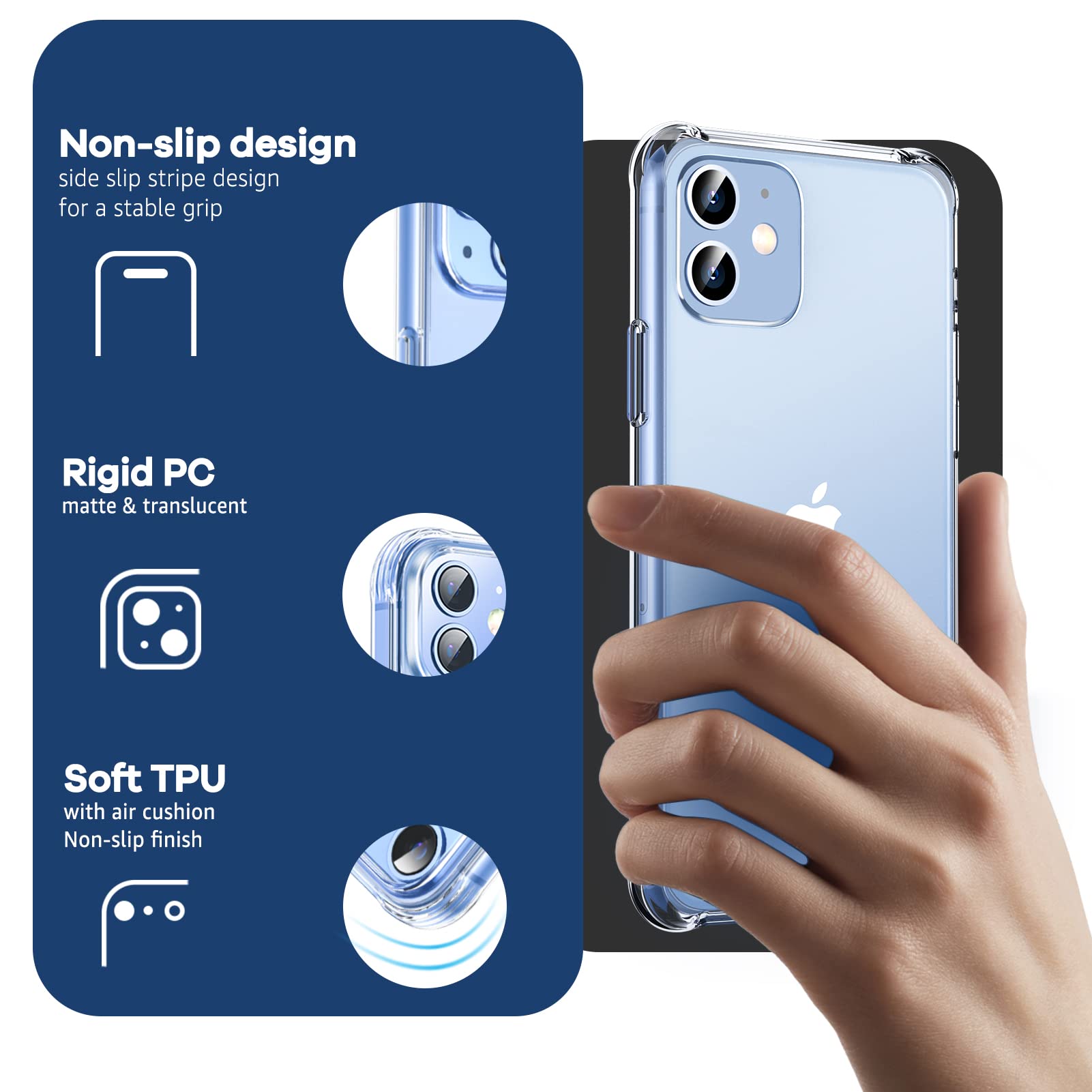 Custodia Traslucida Opaca Per IPhone 11 Pro Max - ORIbox, Morbida E Leggera, Nero - 5