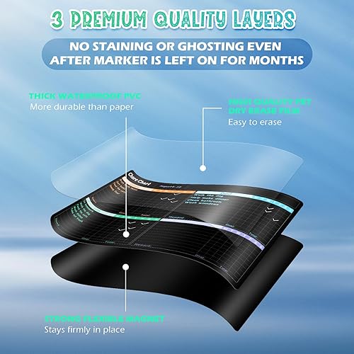 Miniatura 3 de Fridge Black Whiteboard Calendar Set(3-Pack),1 Pcs Magnetic Chore Chart and 1 Pcs Refrigerator Weekly Planner,1 Pcs List and 6 Markers,Reward Chore