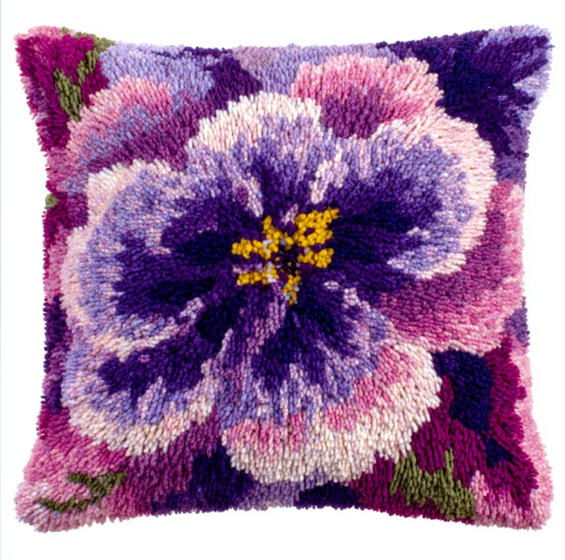 Kitquiver O Latch Hook Craft Kits Fantasy Flowers Cross Stitch Pillowcase Making Kits,Diy Latch Hook Rug Kit Embroidery 17X17in