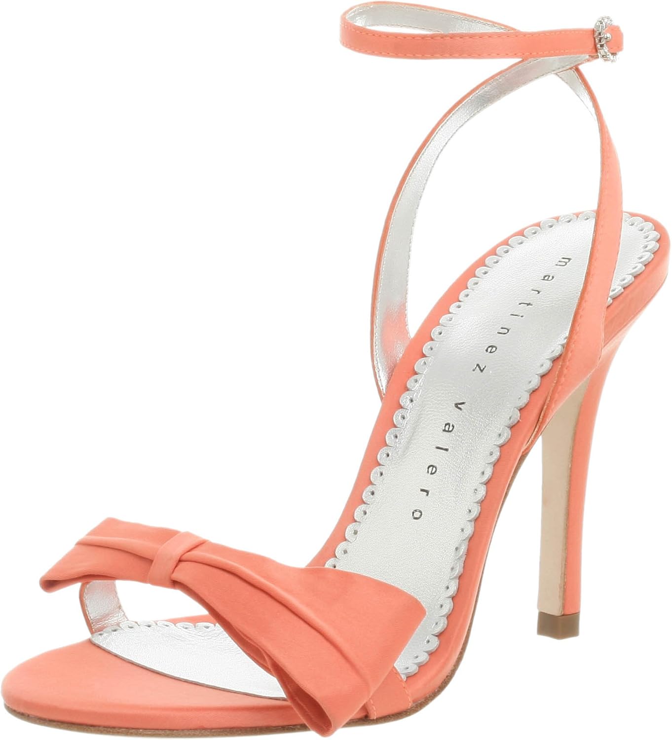 Martinez Valero Women's Camila Ankle Strap Sandal,Orange Satin,9.5 M