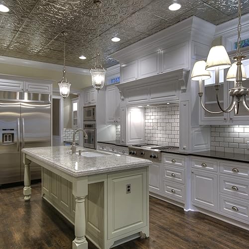 Miniatura 4 de American Tin Ceilings Kit de 5 unidades azulejos metálicos para clavar en patrón #2 clavado y color sin terminar. 24 x 24 pulgadas 20 pies cuadrados