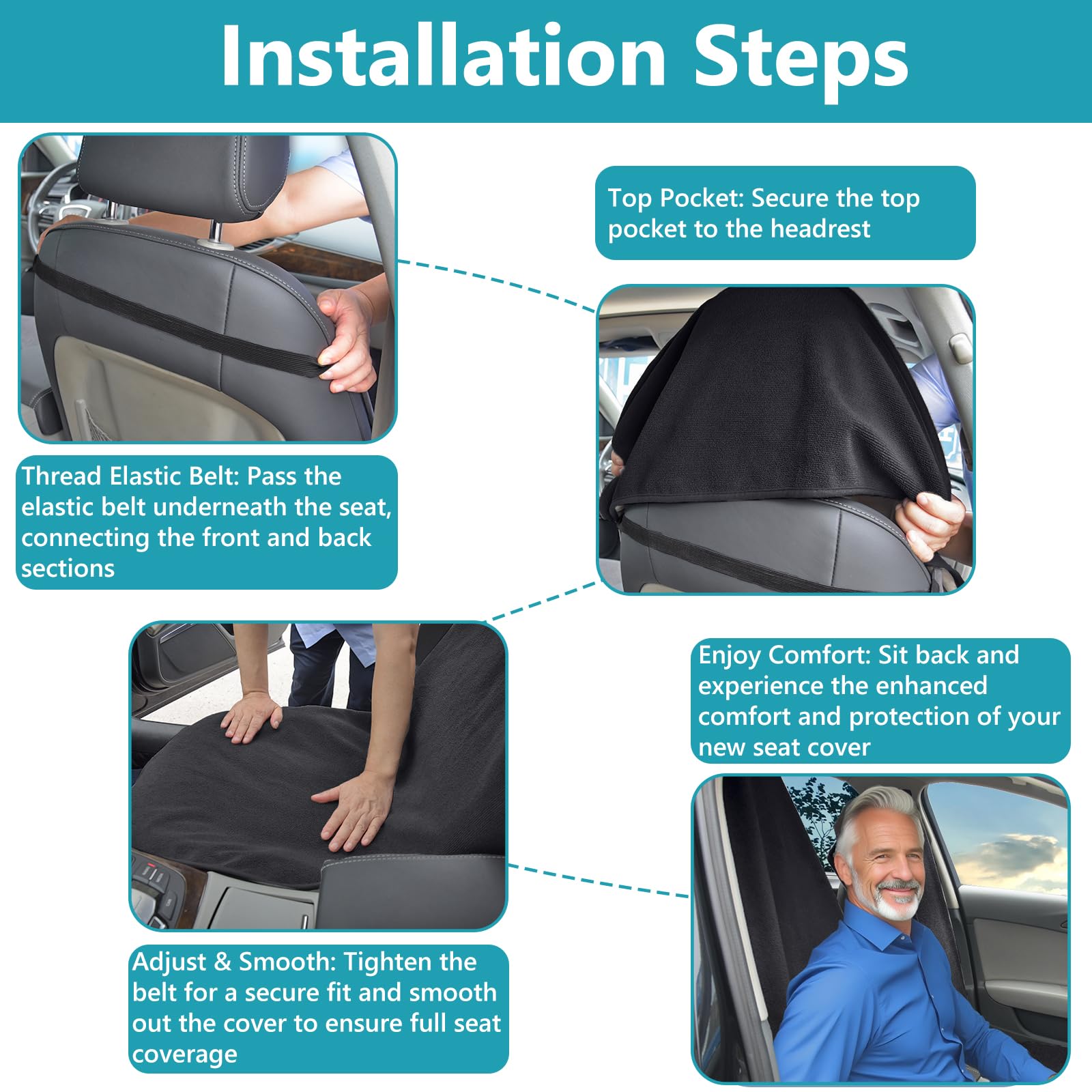 Car Seat Covers Universal Car Protective Front Seat Covers Washable Non-Slip Seat Protectors for Gym Workouts Waterproof and — view 9