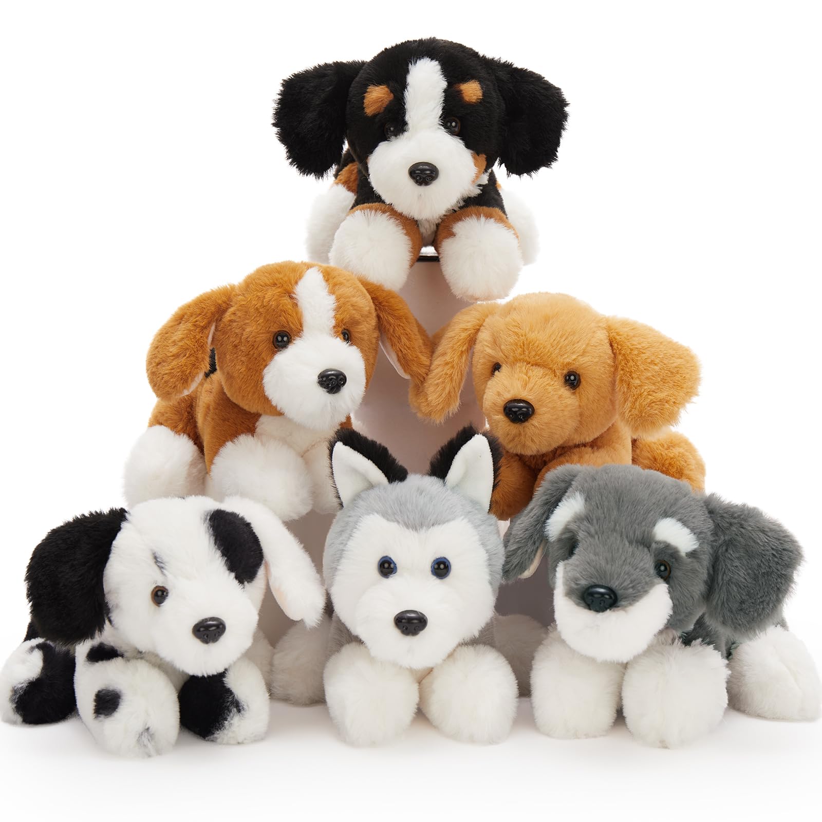 MorisMos 6pcs Perro Peluche Gigante, 27cm Kawaii Perro Juguete de Peluche Suave Animales Regalo para Niños Novia Navidad Cumpleaños Deco