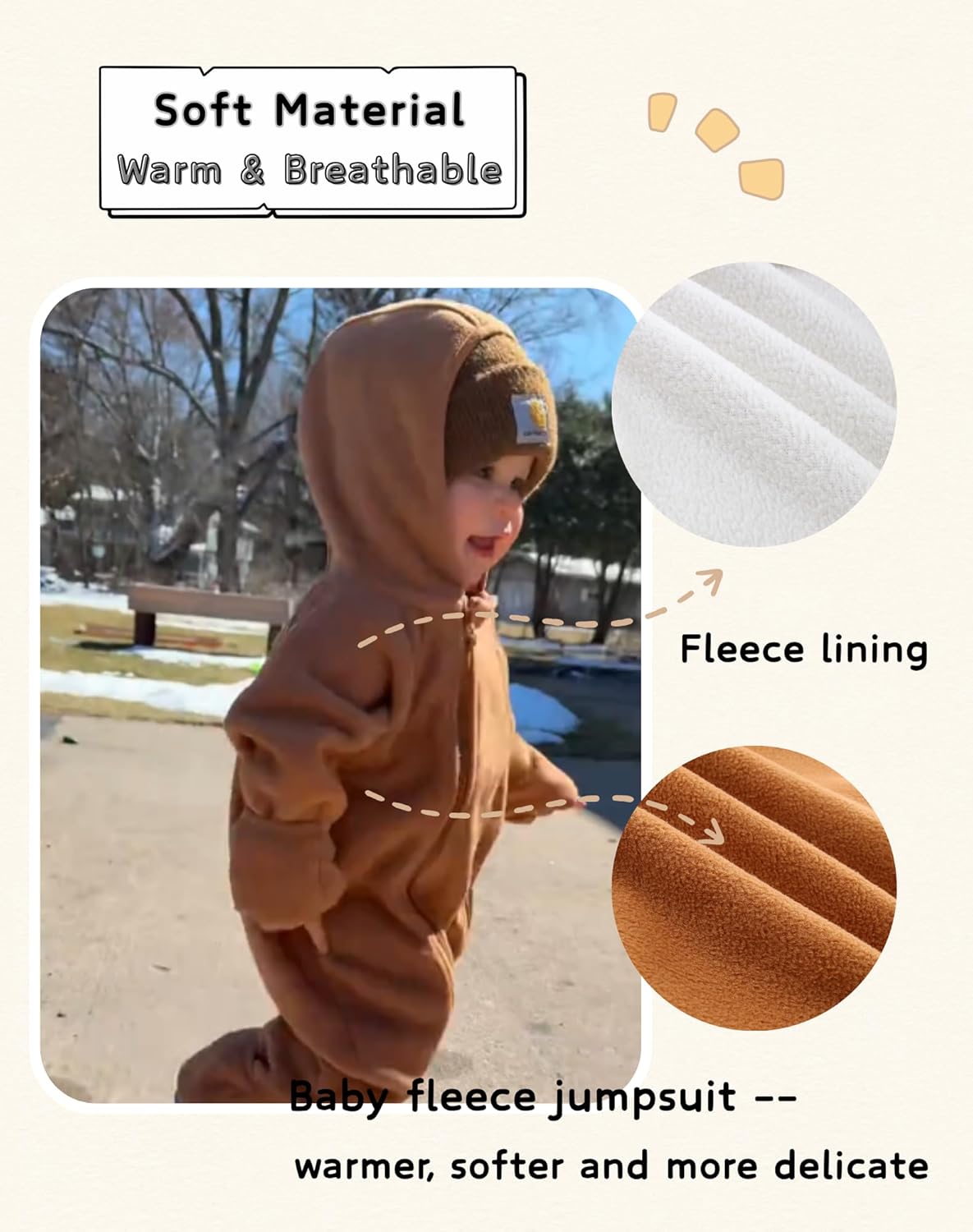 Newborn Baby Fleece Jumpsuit Girls Boys Winter Hooded Coverall Romper Cute Baby Snowsuit Clothes - Image 3
