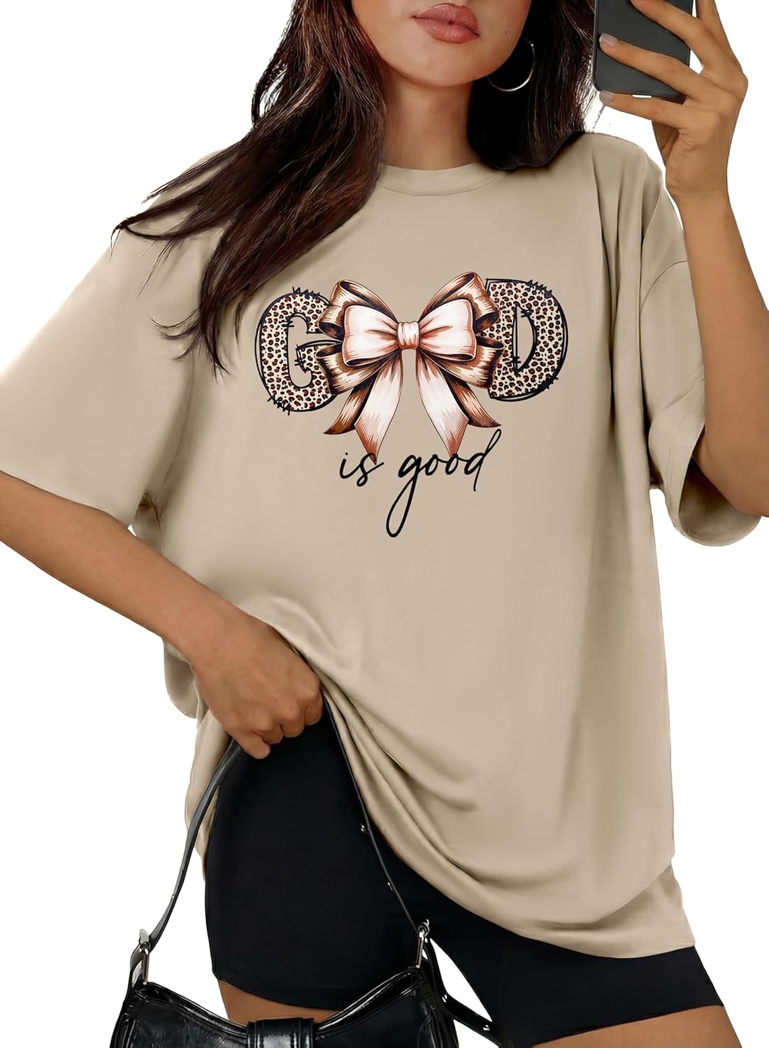 Christian Shirts for Women Oversized Crewneck Religious Faith Graphic Tees Short Sleeve Loose Vintage God is Good T Shirts