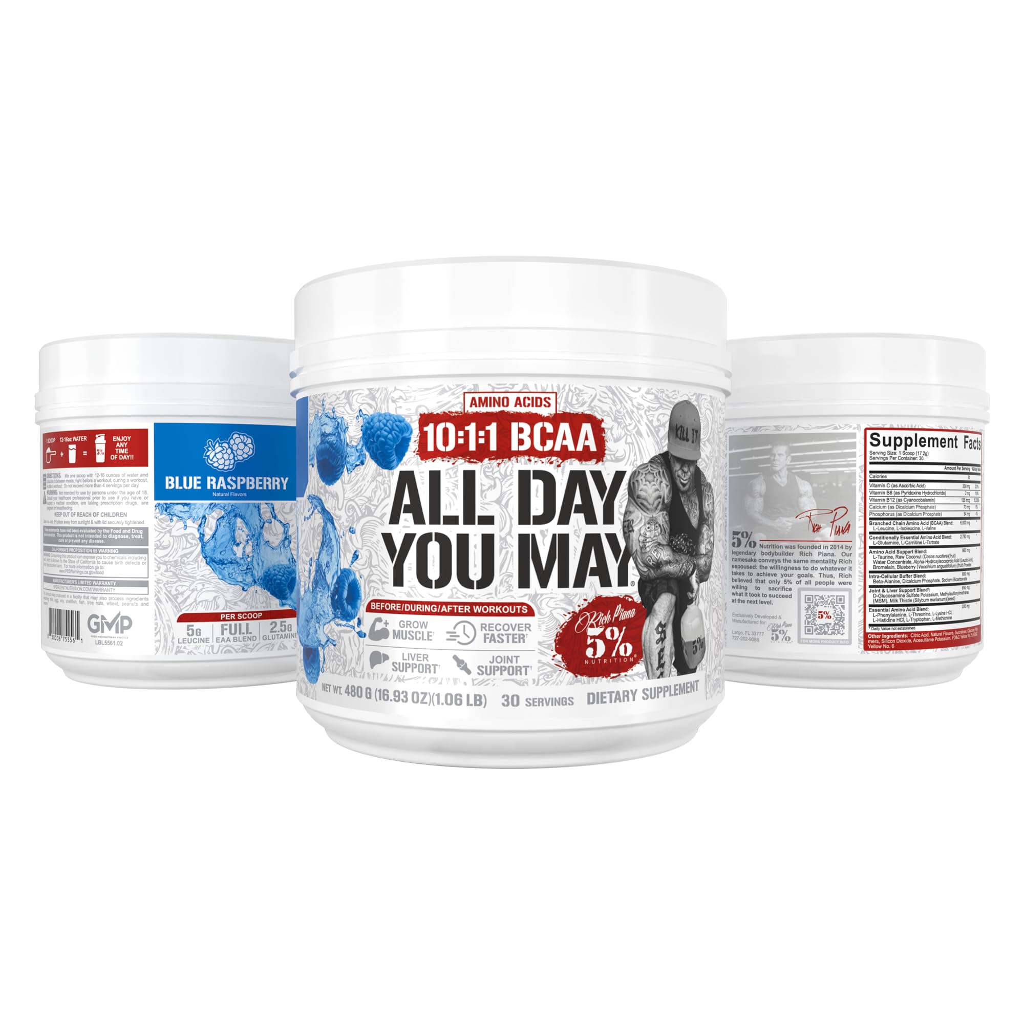 5% Nutrition AllDayYouMay BCAA Powder and EAAs (Blue Raspberry) — Amazon image 2