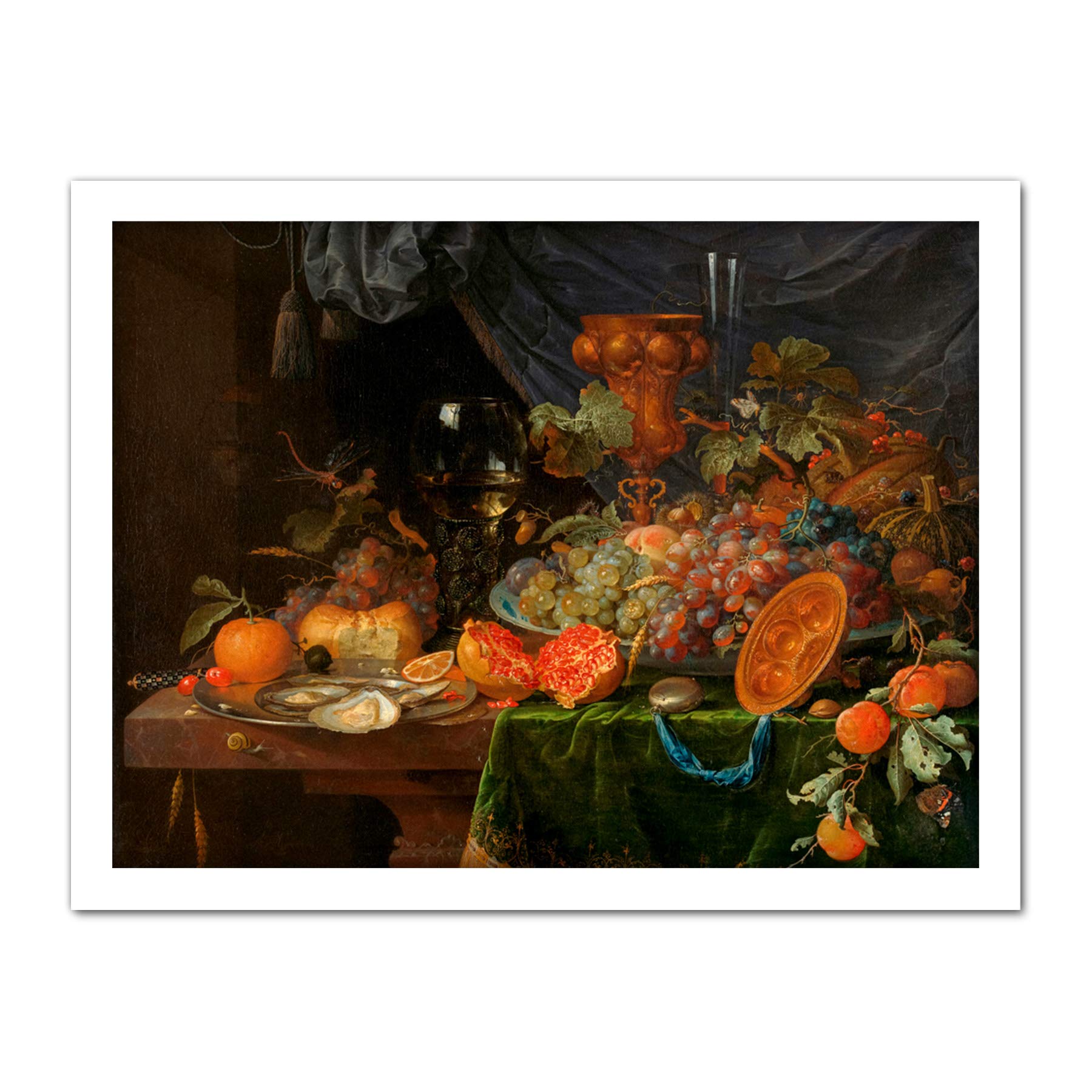 Artery8 Mignon Still Life With Fruit Oysters Painting Artwork Framed Wall Art Print 18X24 Inch