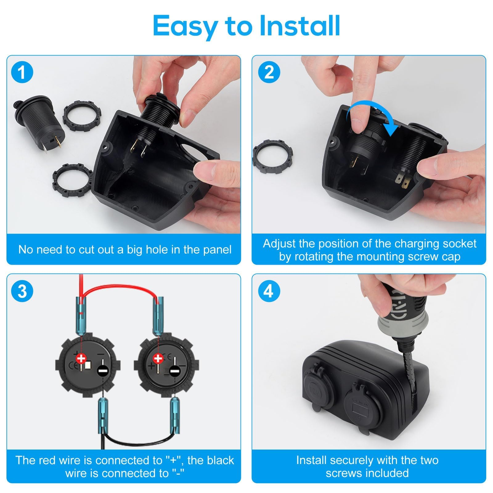 3 Trous   Base De Tente Usb Voltmètre Allume Cigare Pour Camion, Moto, Bateau, Atv   Auto