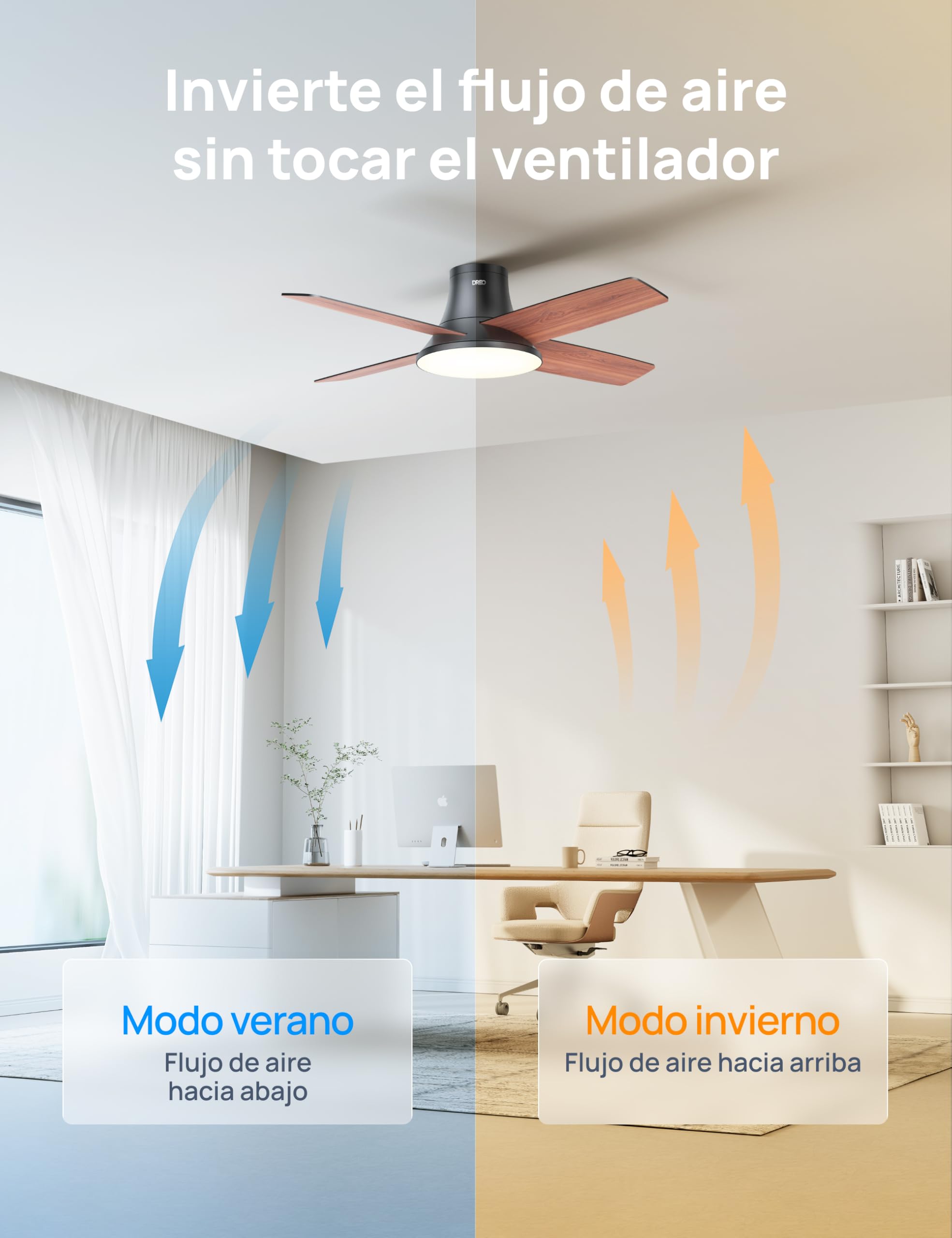 Dreo ventilador de techo con luz, 12 velocidades(APP), 3 modos, motor CC silencioso, instalación fácil, LED regulable, mando a distancia y temporizador 12 h, ventilador de techo negro para hogar