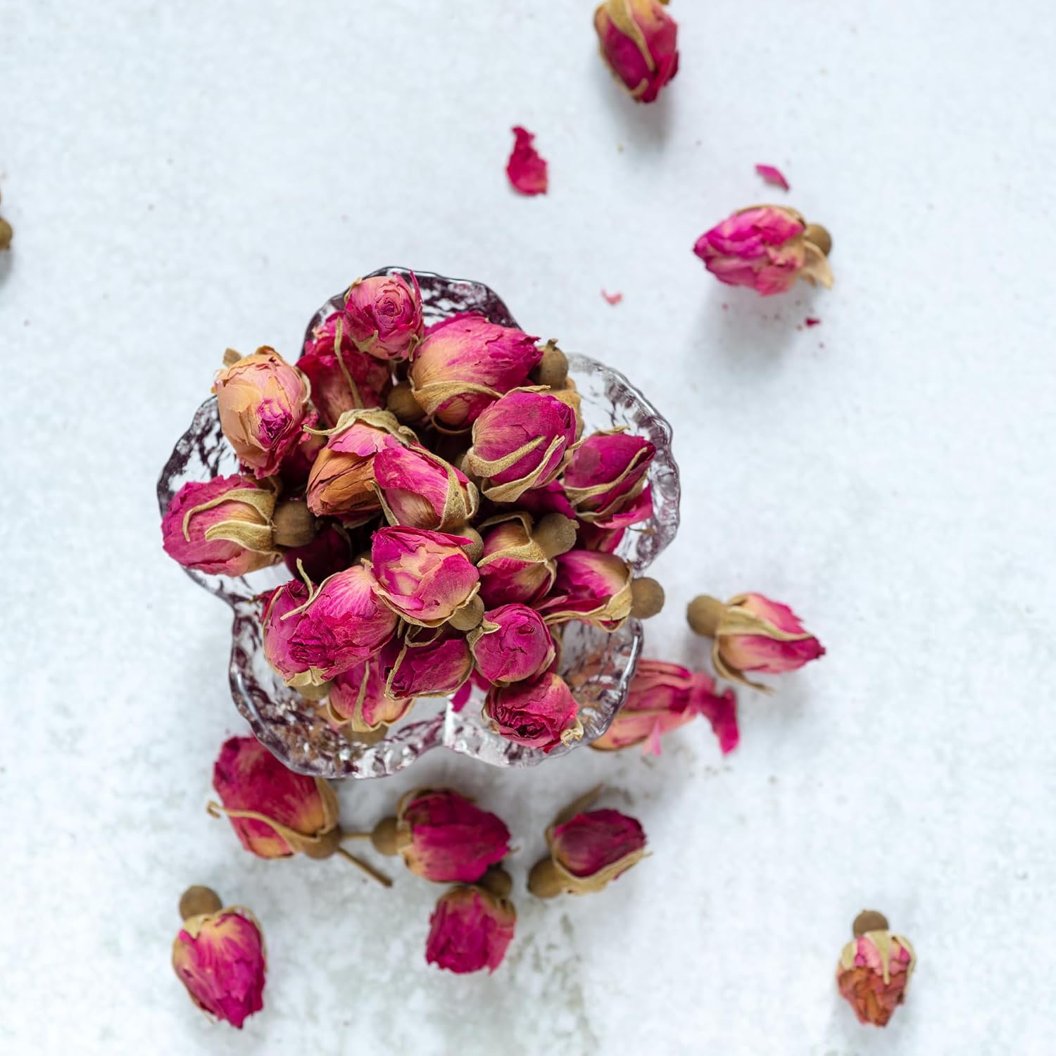 Edible Dried Pink Rose Buds | 100% Natural | 300+Roses | Dry Roses for Soap Making, Tea, Cocktail Flowers, Decorations, Wedding Confetti, Recyclable PET Jar | 140 Grams 4.93 Oz | Drink Botanicals