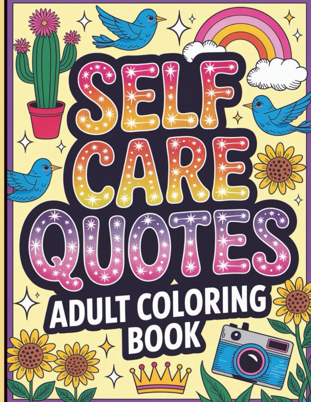 Self-Care Quotes Coloring Book for Adults: 64 Inspirational Stress-Relief Illustrations for Relaxation and Mindfulness