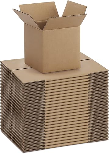 Miniatura 10 de CRUGLA Cajas de envío de 9 x 6 x 4 para pequeñas empresas, caja de embalaje de cartón corrugado, 25 paquetes Marrón,Blanco