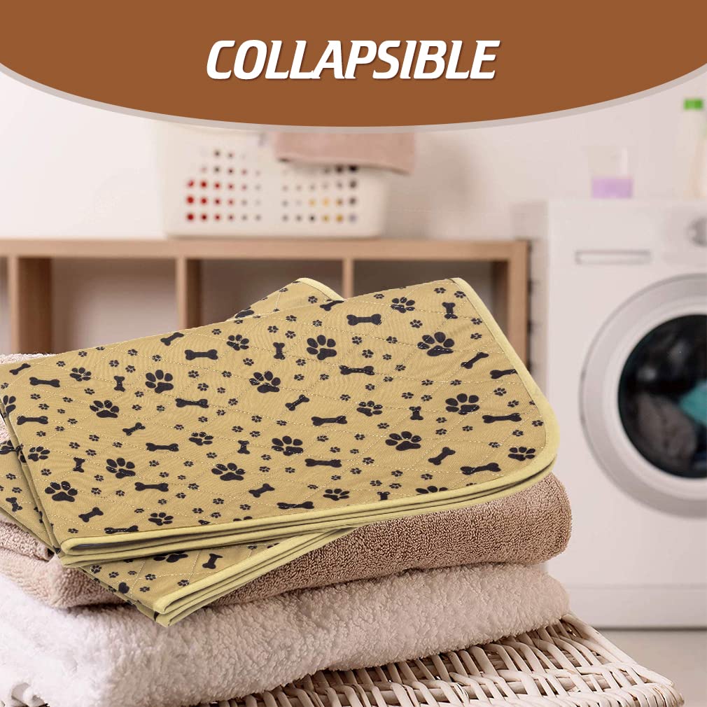 BINGPET Tappetino impermeabile per cibo per cani, antiscivolo, confezione da 2 tappetini assorbenti per animali domestici, lavabili per cuccioli, gatti, motivo ossa e zampe, 89,9 x 60 cm