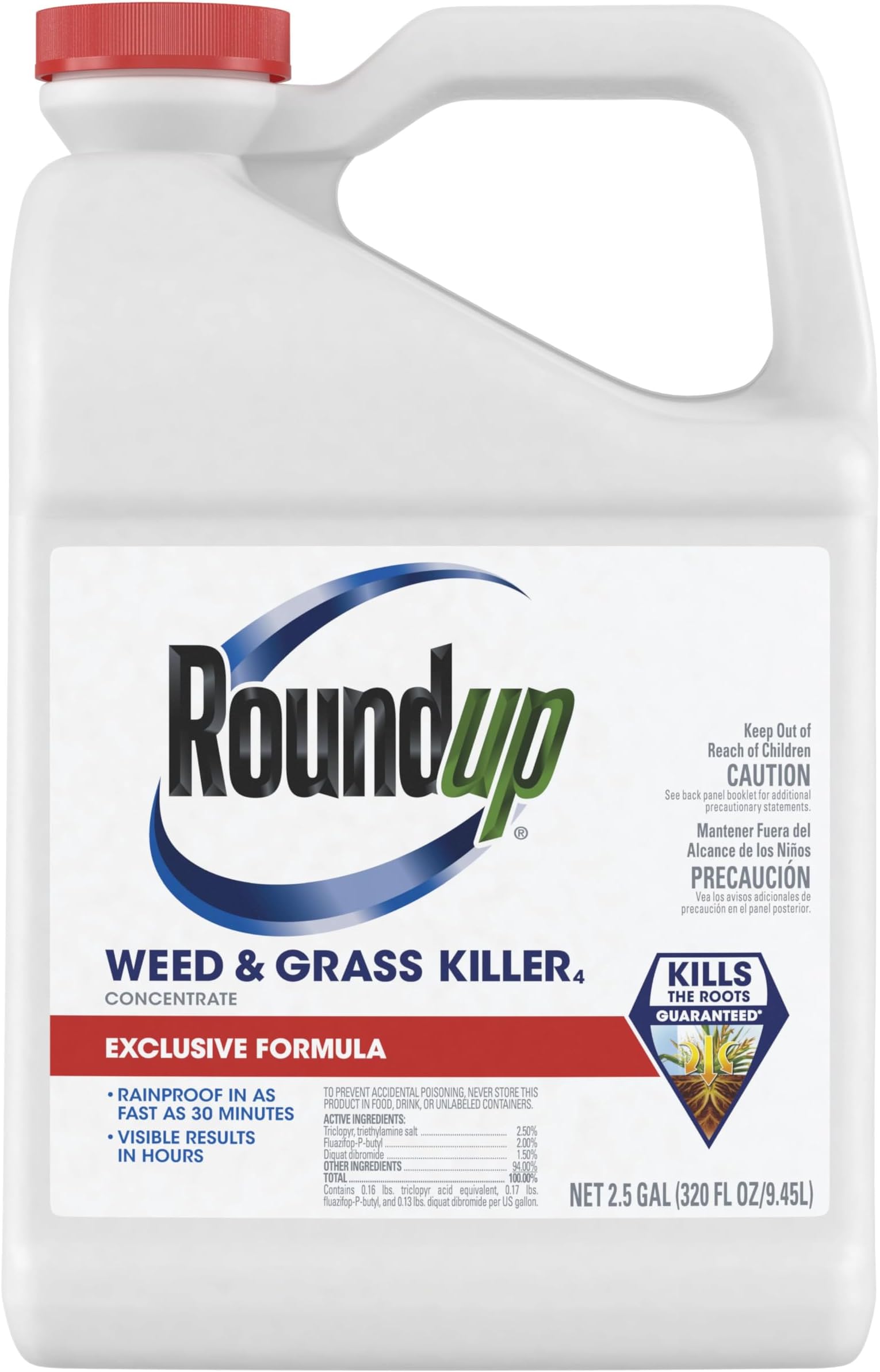 Weed & Grass Killer₄ Concentrate, Use in and Around Flower Beds, Walkways and Other Areas of Your Yard, 2.5 gal.