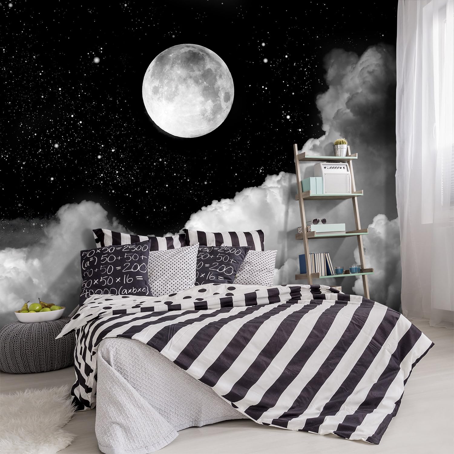 Amazon.com: YIHWM -Gray Galaxy Universe Moon Fabric Wallpaper