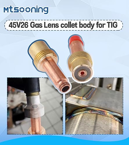 Miniatura 7 de Mtsooning Kit de consumibles de cobre con cuerpo de pinza de lente de gas de 0.094 in (332 pulgadas), 5 uds. 45V26 para soplete de soldadura TIG