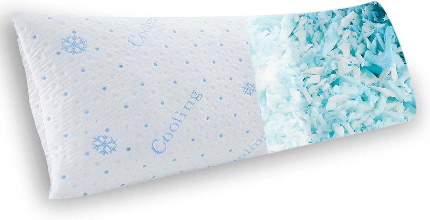 Cooling Body Pillow Firmer 3200g 100% Shredded Memory Foam Body Pillows for Adults Side Sleeper Pregnancy Full Body Pillow 20x54 inch Adjustable with Washable Cover