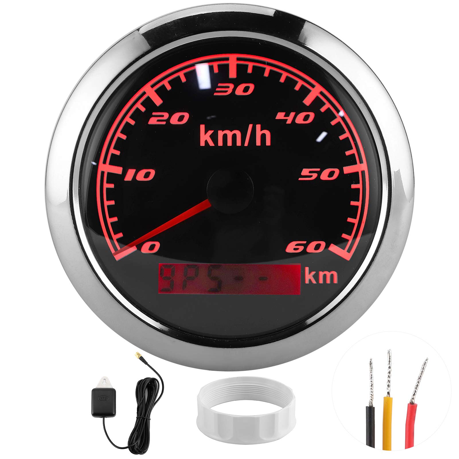 Keenso Velocímetro GPS ABS Acero Inoxidable 316, Indicador Marino 85mm