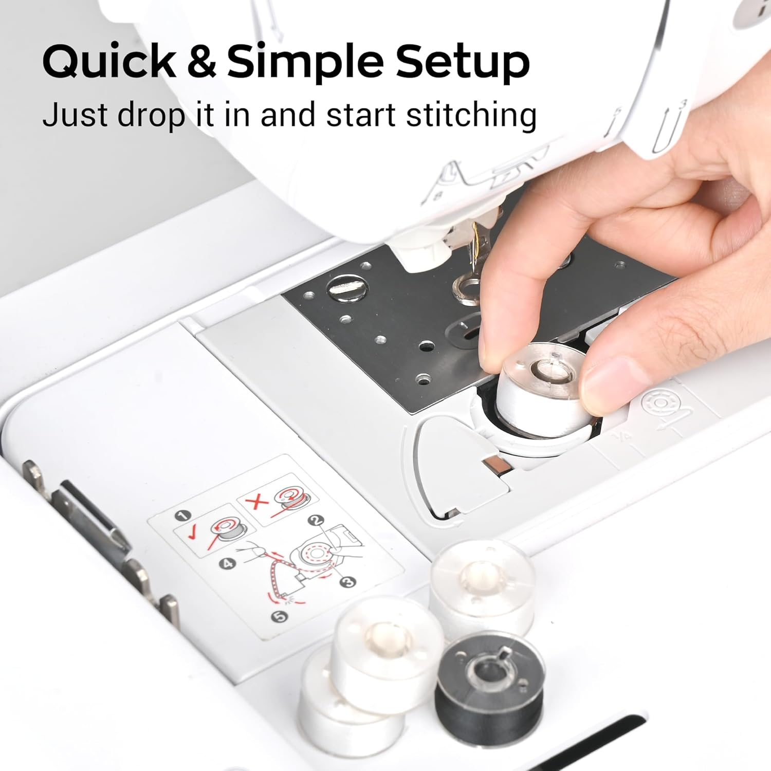 Poolin Prewound Bobbins Richword Selected 144pcs, Size A (Class 15 / SA156), 75D Polyester Bobbin Thread, Plastic Sided, for Single Needle Embroidery & Sewing Machines, White