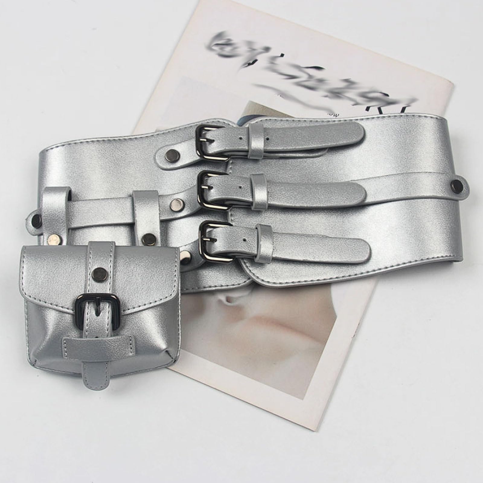 esmen Ceinture décorative for femme, ceinture en similicuir PU for robes, costumes, t-shirts, corset réglable Mains libres