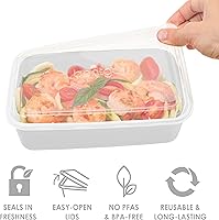 Vista 4 de Bentgo - 20 recipientes de 1 compartimento ligeros, duraderos, reutilizables, sin BPA, aptos para microondas, congelador, lavavajillas, color blanco