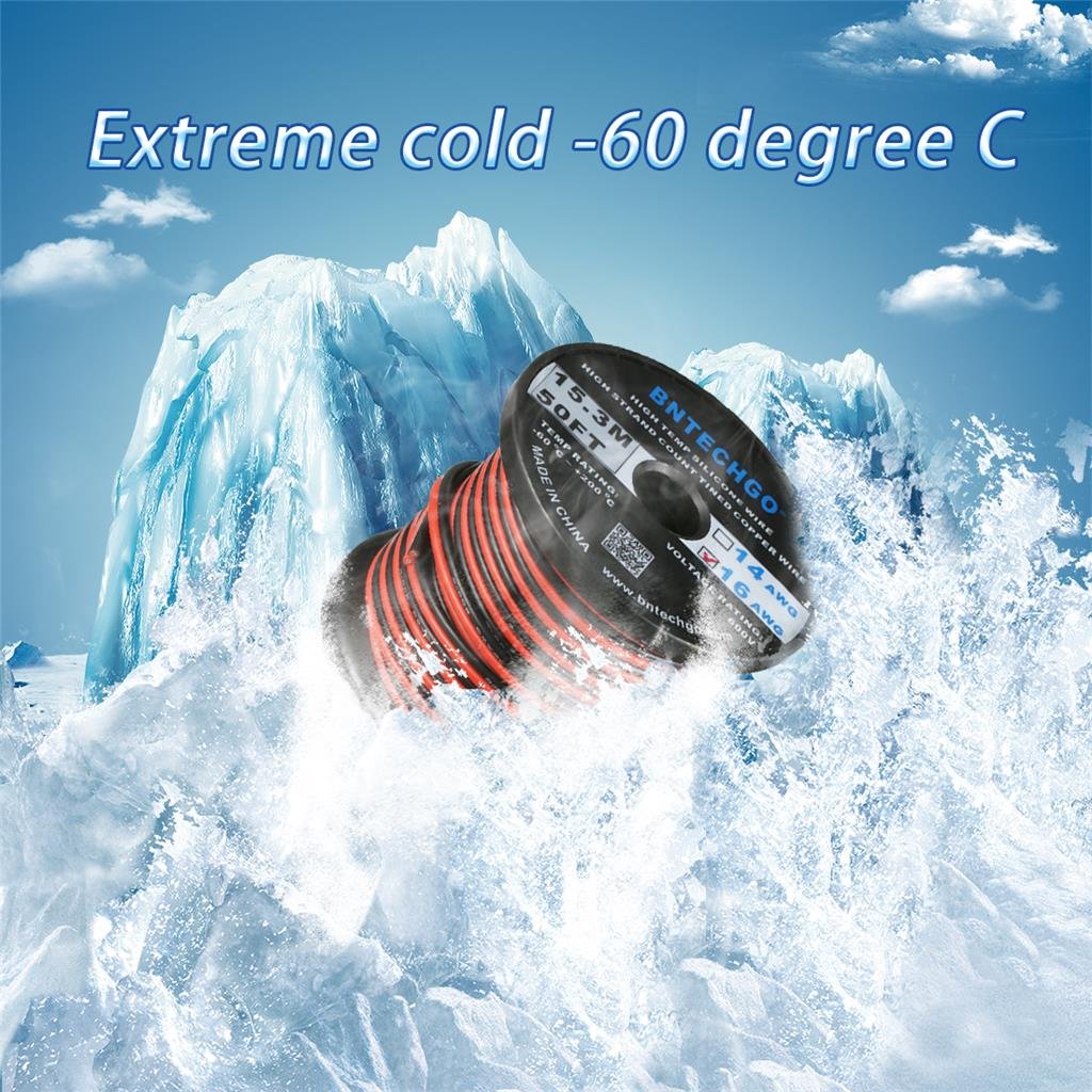BNTECHGO Flexible de calibre 16 conductor de 2 paralelo rojo negro de alta de bobina de alambre de silicona resistente a 200 °C 600 V para Single Color LED Strip Cable de extensión Cable modelo