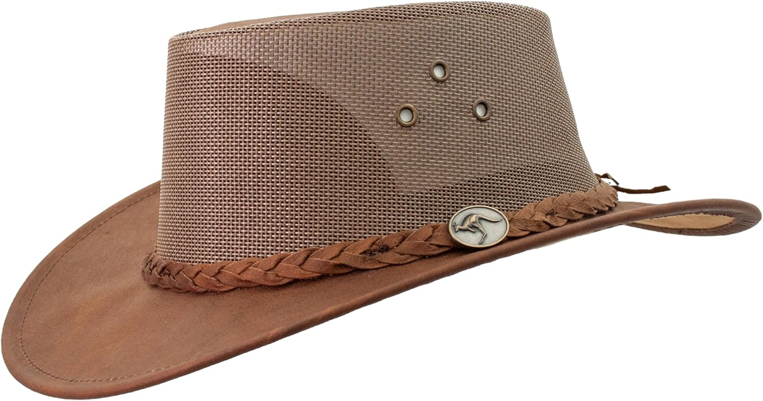 1031 Kangaroo Cooler - Australian Kangaroo Leather Cowboy Hat - Foldable, Ultra Lightweight, Durable, Mesh