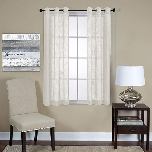 Cortinas para sala de estar de 2paneles (2x 37 pulgadas de ancho), cortinas con textura de lino, con ojales, de la marca Miuco