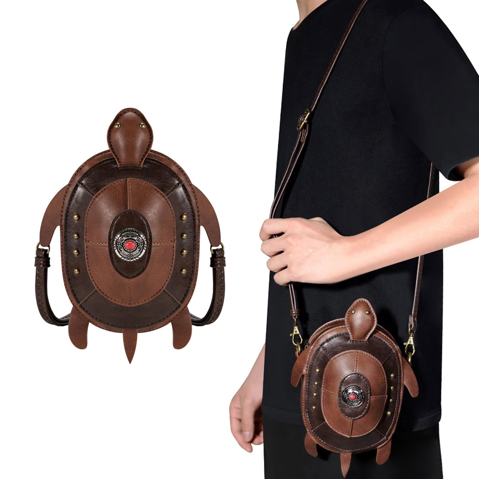 Borsa a tracolla in pelle PU ispirazione medievale