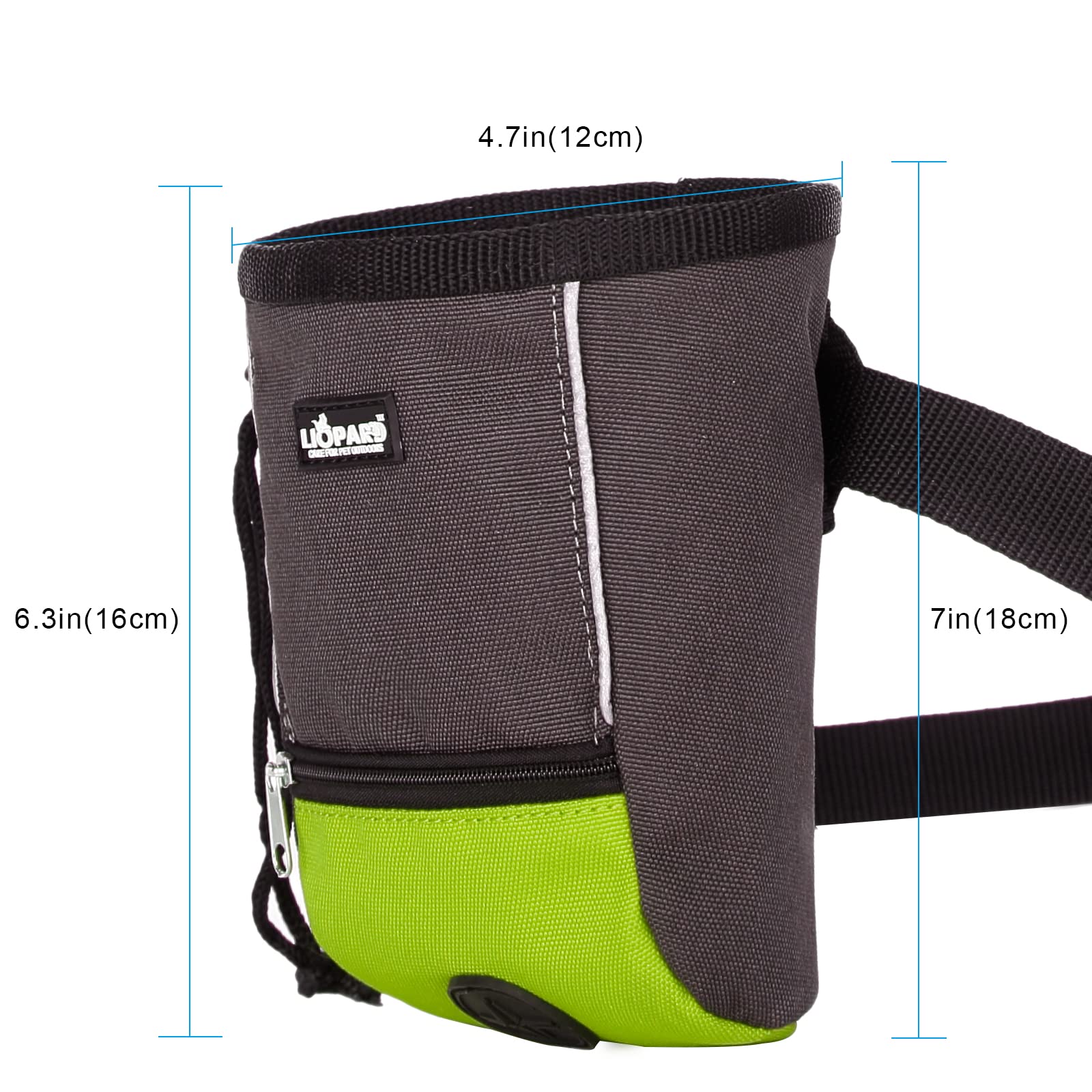 LIOPARD Petit sac banane étanche pour chiot - Accessoires pour chien - Grand sac à friandises - Sac de dressage avec distributeur de nourriture pour déjections canines - Équipement d'agilité -