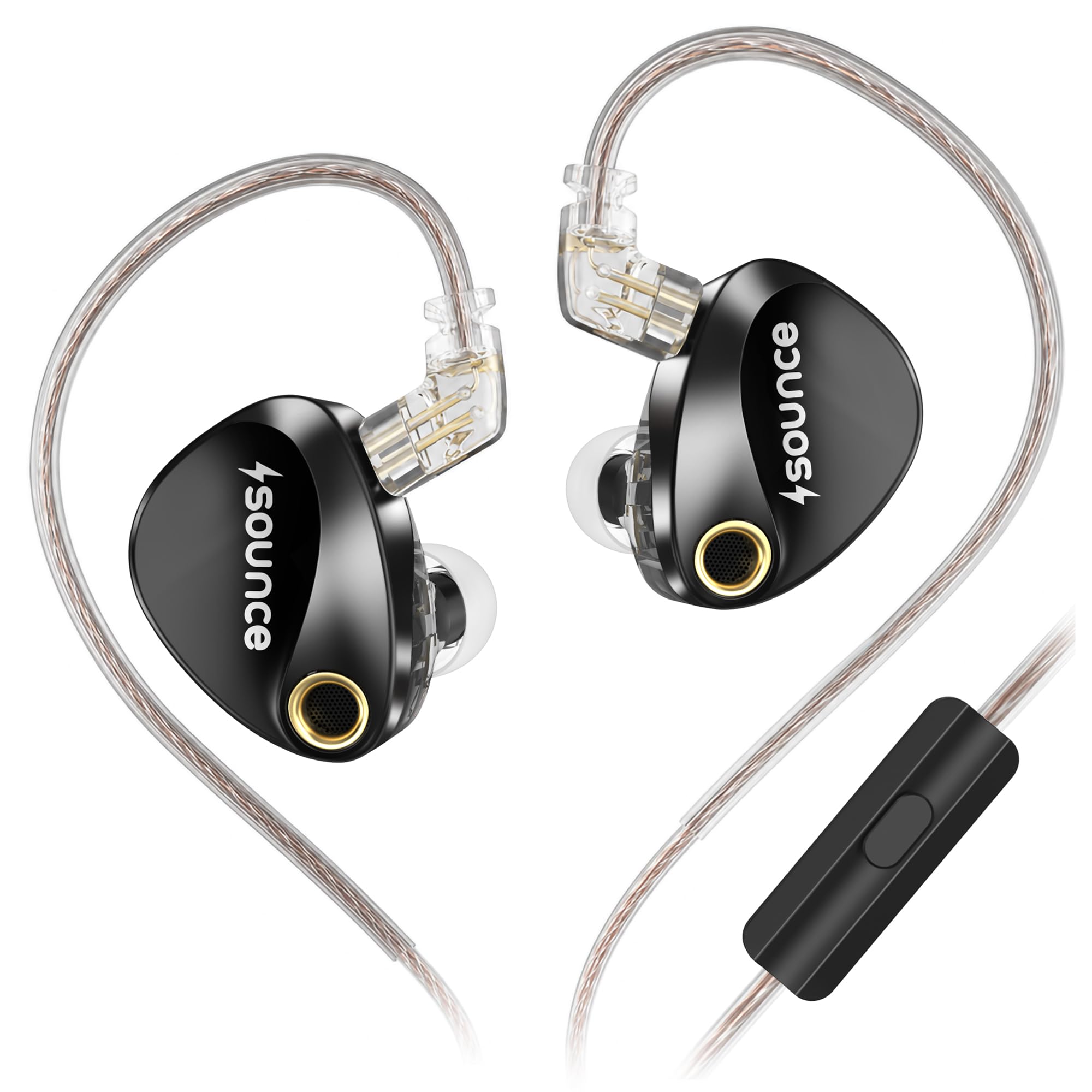 Sounce IEM with HD Mic, Dual 10mm Dynamic Driver, Harman Target Improved Bass, Hi-Res Audio Quality, 4-Level Tuning Switch, Oxygen-Free Copper Flat Cable, 0.78mm 2Pin & 3.5mm Plug Compatible (Black)-image-44