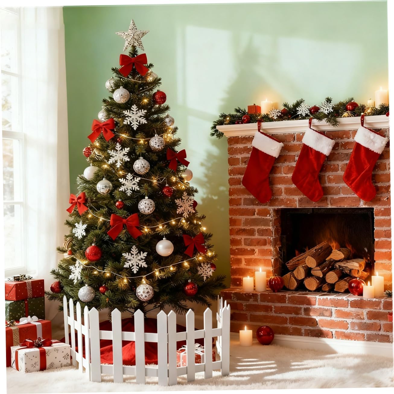 1Set Miniature Wooden Picket Fence Tree Decorations for Holiday Displays and Fairy Gardens High Long