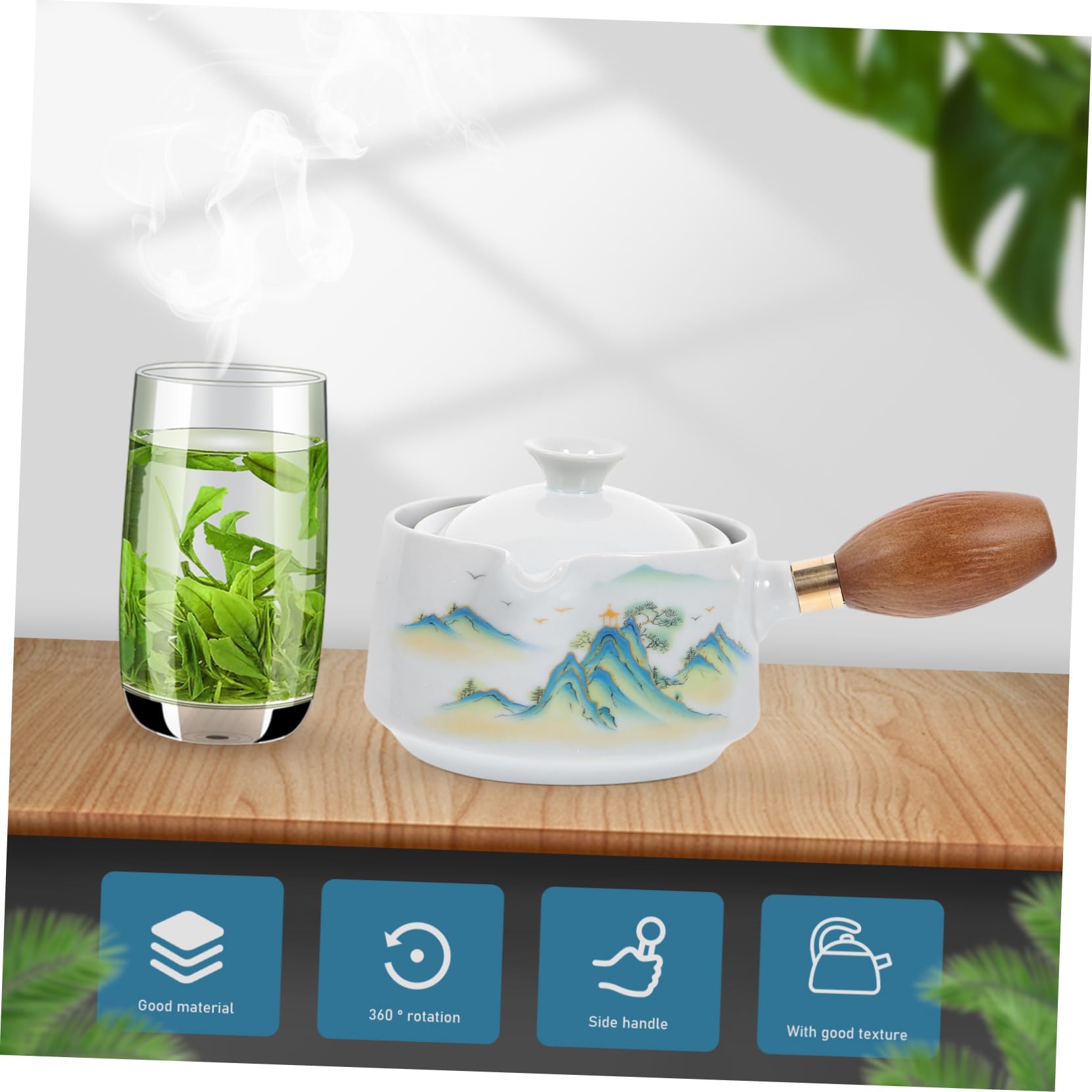 Cabilock 2piezas Tetera De Cerámica Asa Lateral Para Infusión De Té Suelto Diseño Único y Duradero Para Uso Oficina y Hogar