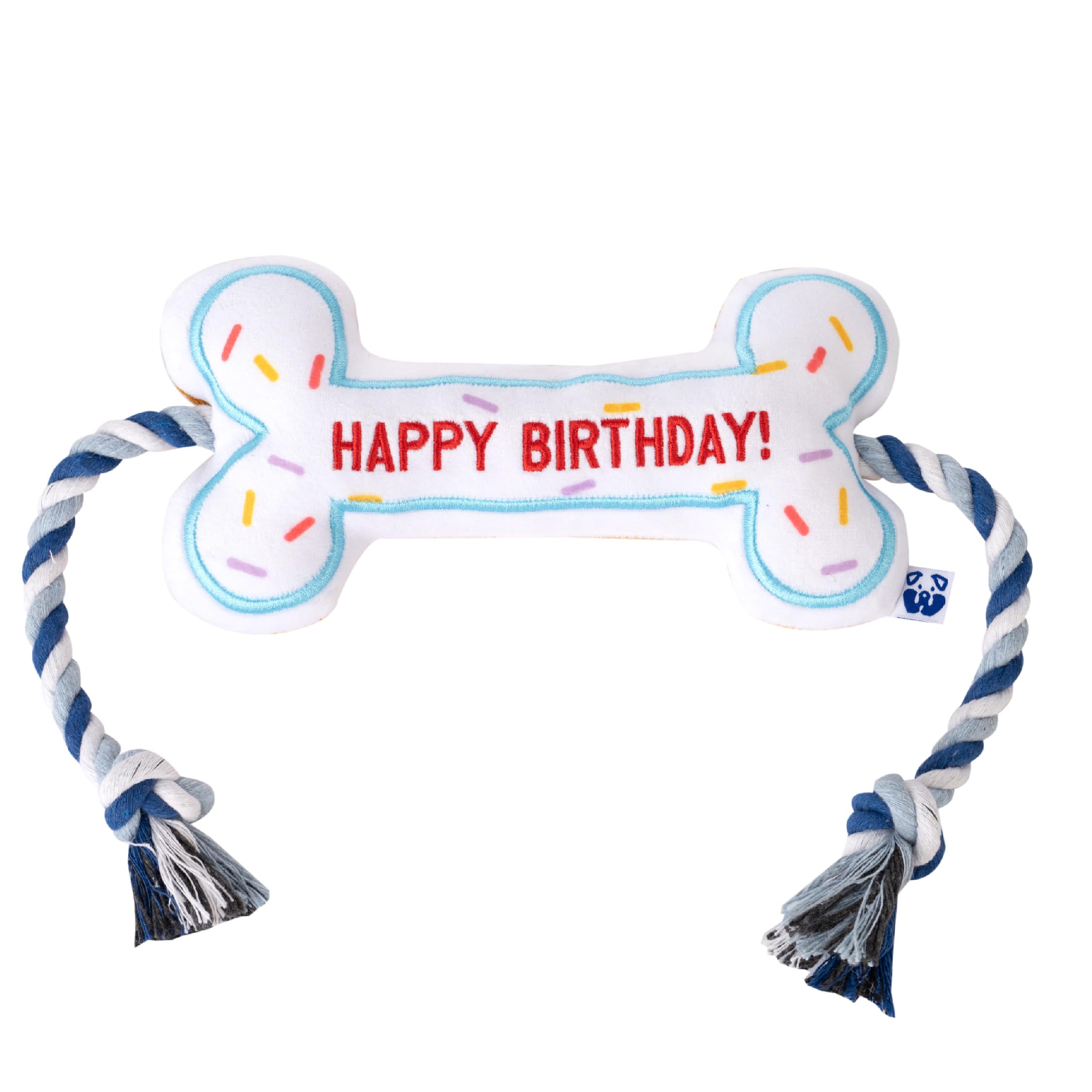 Juguete interactivo de hueso de cumpleaños para perros, juguete interactivo de cuerda para mascotas, bonito diseño único, regalo de cumpleaños para fiestas, cachorros pequeños y medianos, juguete de