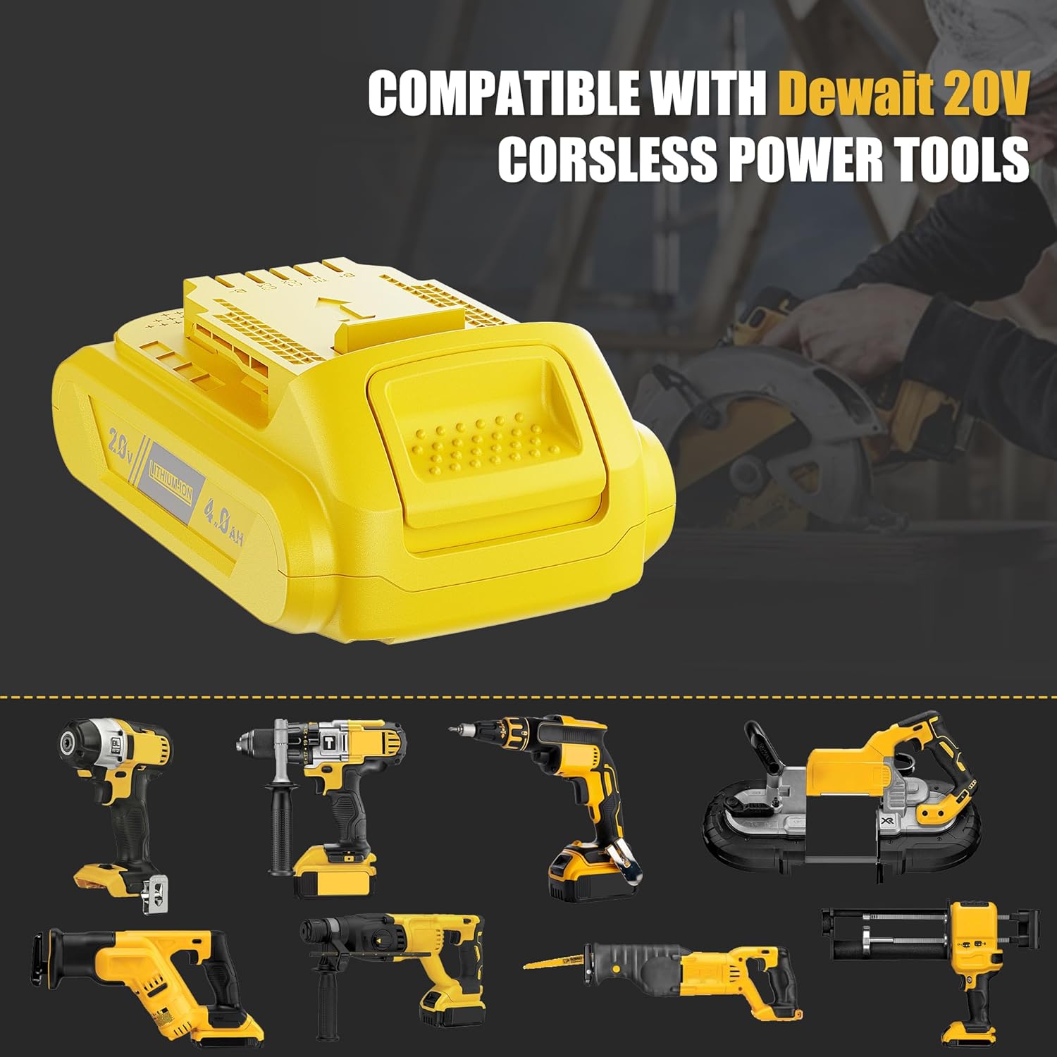 Bonacell Upgraded 4.0Ah Lithium MAX Replacement for Dewalt 20V Battery and DCB112 Charger for Dewalt DCB206 DCB204 DCB200 DCB180 DCB181 DCB102 DCB104 DCB118 DCB115