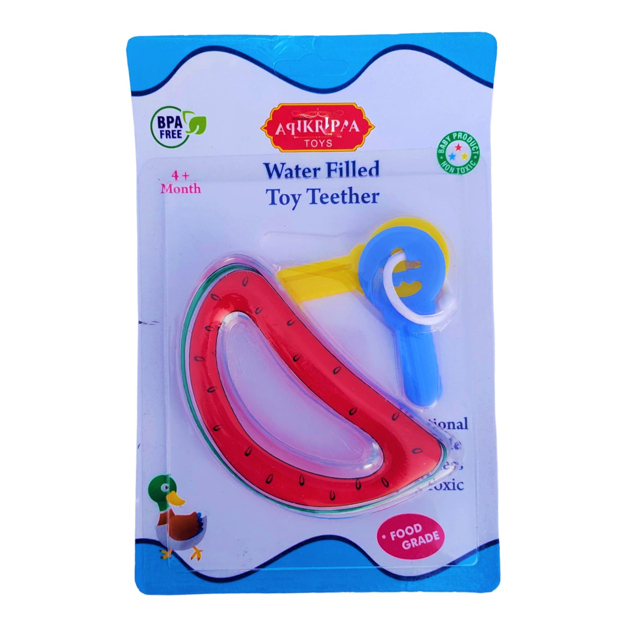 Water Filled Toy Teether Soft Cooling Teether Bpa Free Fruit Shape Teether for Baby/Toddlers/Infants/Special Food Grade Plastic in Soft and Textured Surface (Watermelon)-image-10